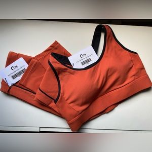 Zyia Burnt Orange Ribbed Premium LNT set (Bra and leggings)